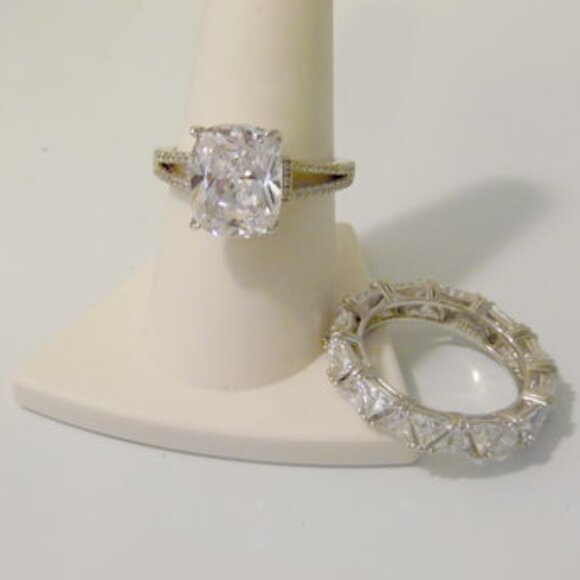 Radiance by Absolute Cushion-cut Simulated Diamond & Eternity Band 9 - Picture 5 of 7